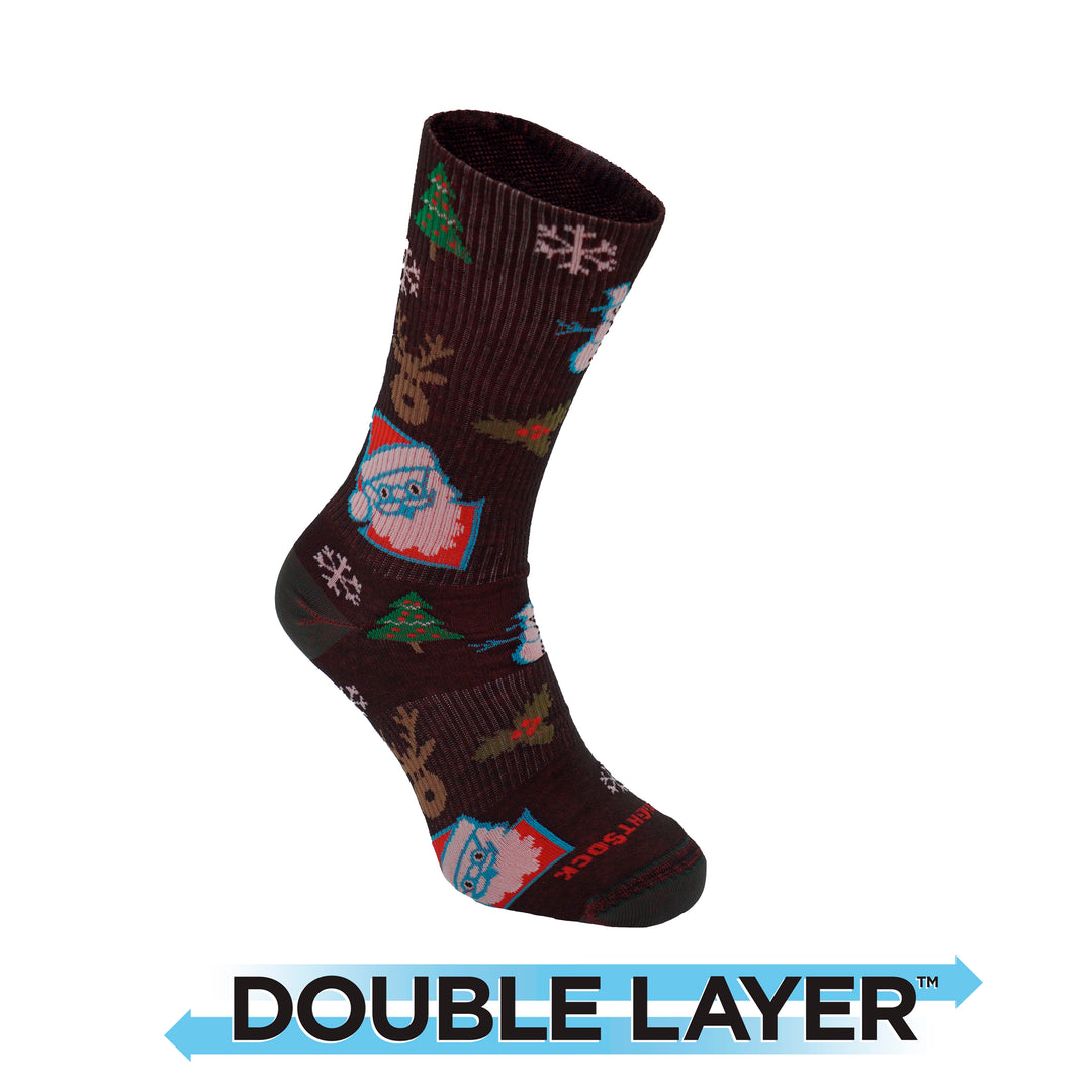 Explore, Double Layer, Crew, Tacky Christmas socks.