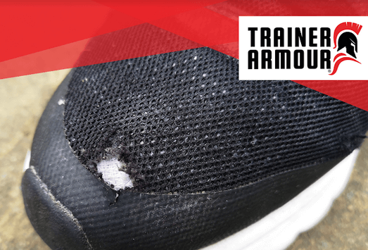 A shoe with a hole in the big toe | Trainer Armour