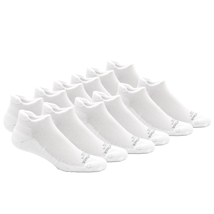 Run Luxe single layer tab socks, White, 6 pack