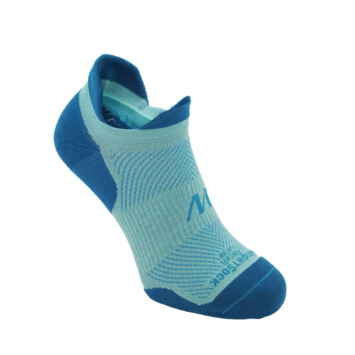 Racer, Tab length, Turquoise sock.