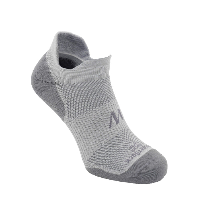 Racer, Tab length, Heather Grey sock.