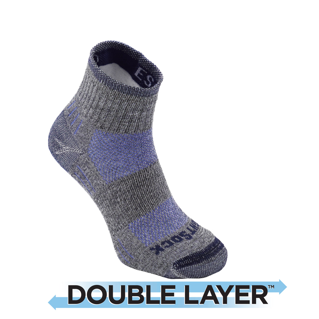 Escape Quarter anti-blister socks, blue twist