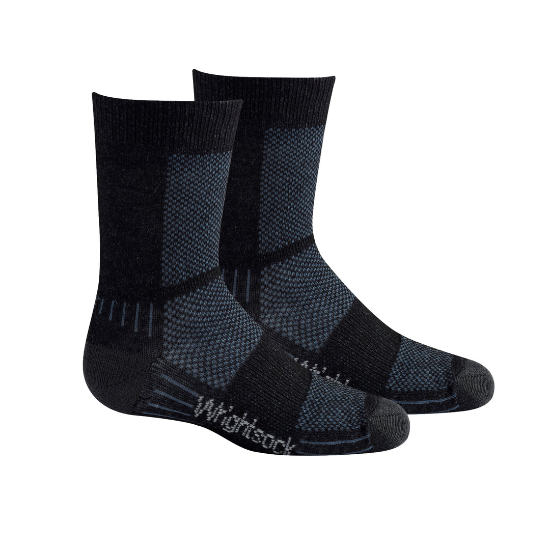 Kids CoolMesh, Double Layer, Crew, Black Grey socks.