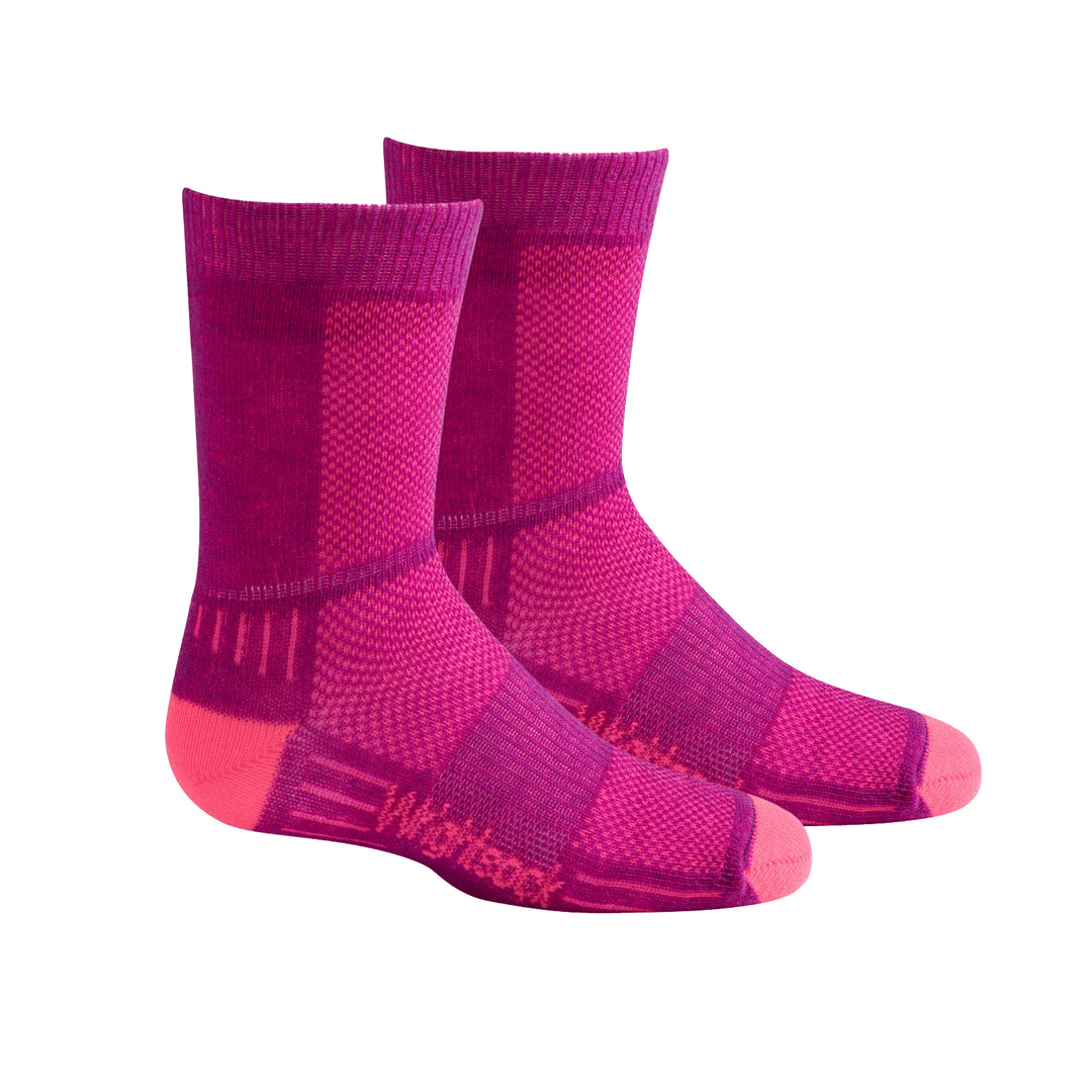 Kids CoolMesh, Double Layer, Crew, Plum Pink socks.